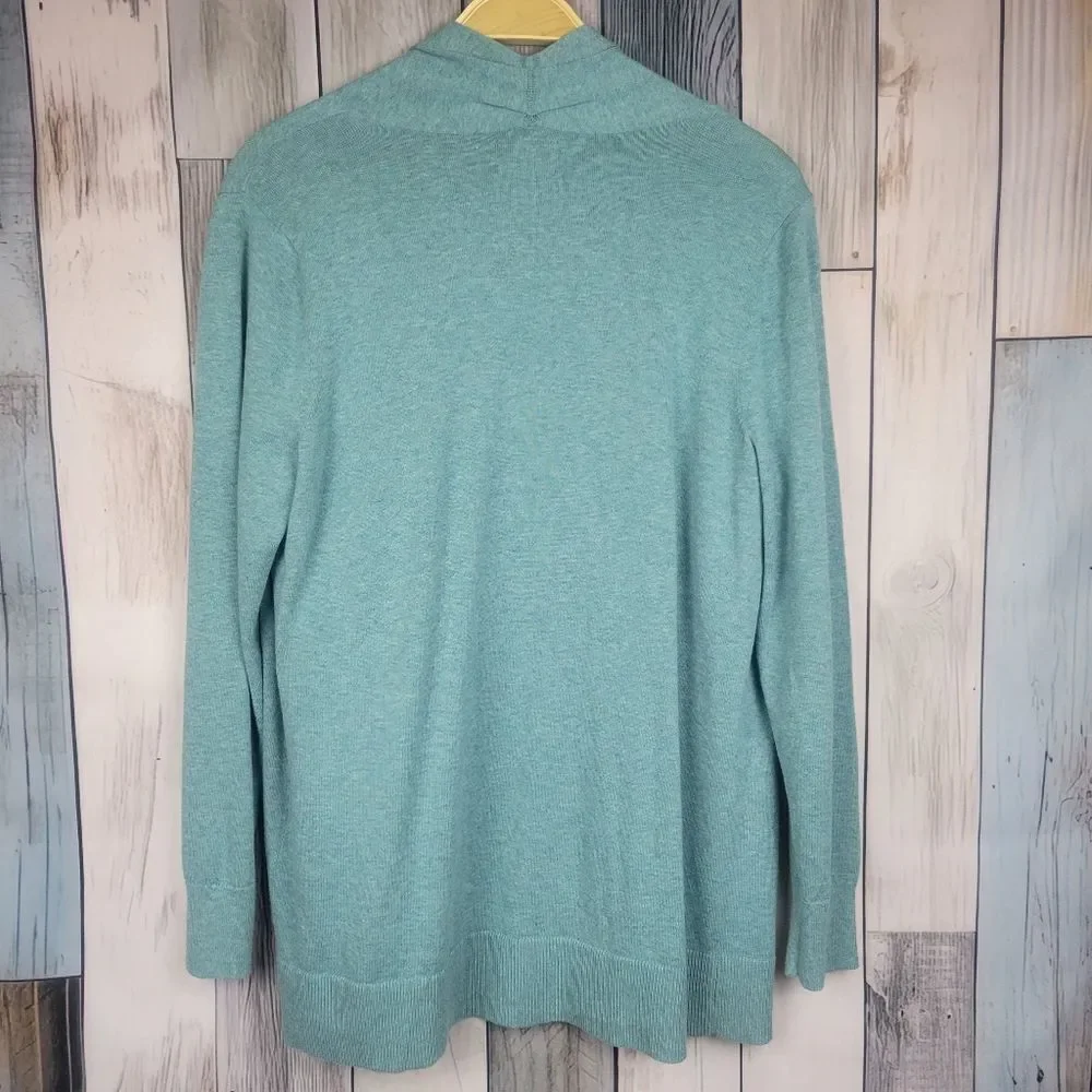 Lands' End Teal Open Front Cardigan Size Medium